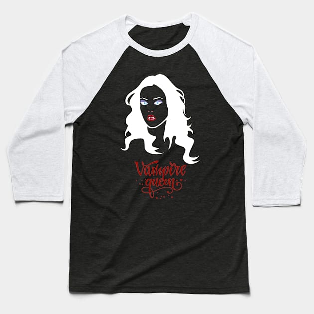 Female Vampire, Vampire Girl, Vampire Lady, Vampire Bite, Vampire Queen, Vampire Princess, White Version 2/2 Baseball T-Shirt by Modern Art